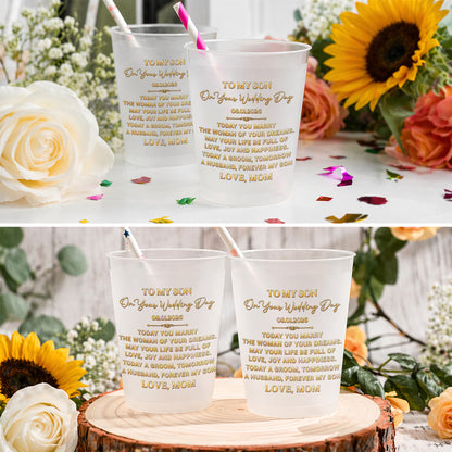 To My Son On Our Wedding Day With Gold Accents - Personalized Frosted Cups - SON152_FCUP