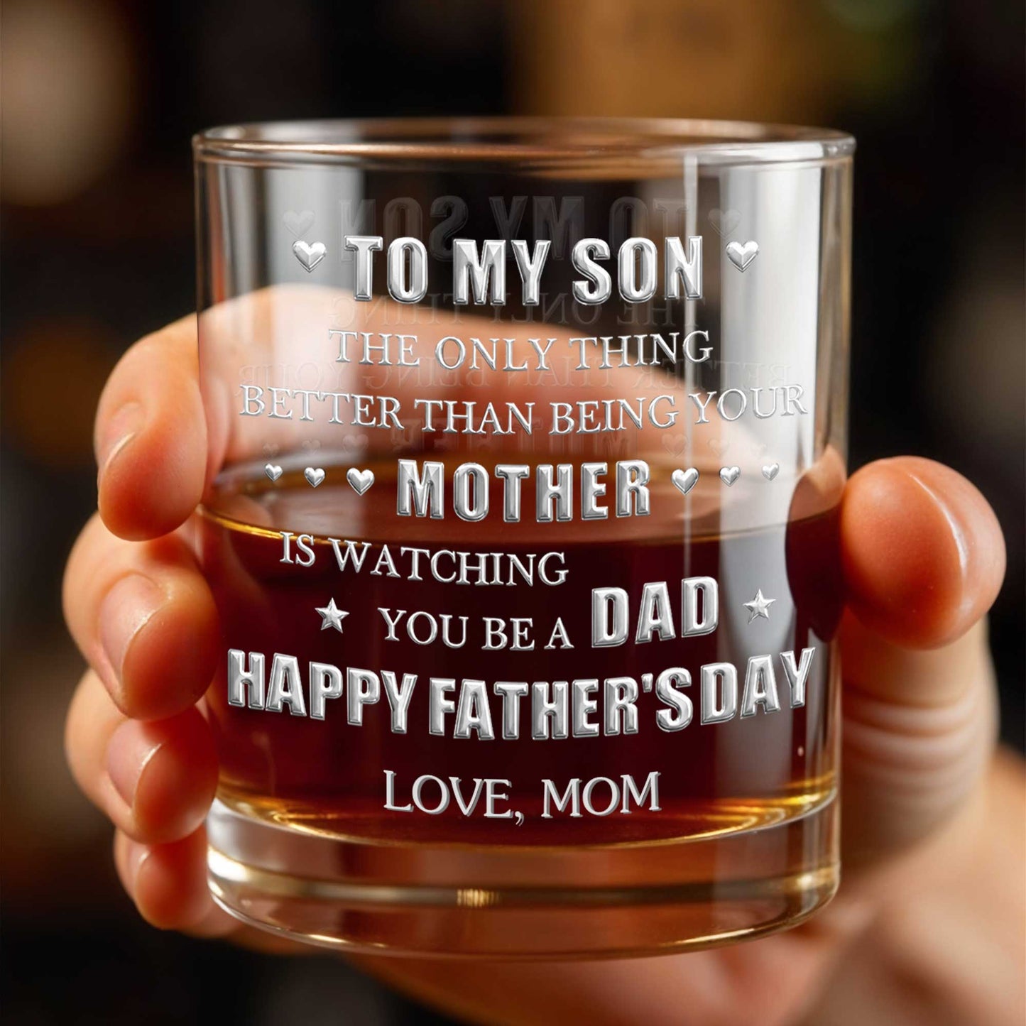 To My Son Better Than Being Your Mother With Hearts And Stars - Personalized Custom Whiskey Glass - SON201_RWG