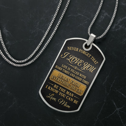 To My Son Personalized Monogram Initial With Custom Name - Personalized Custom Dog Tag Necklace - SON250_DTNECK