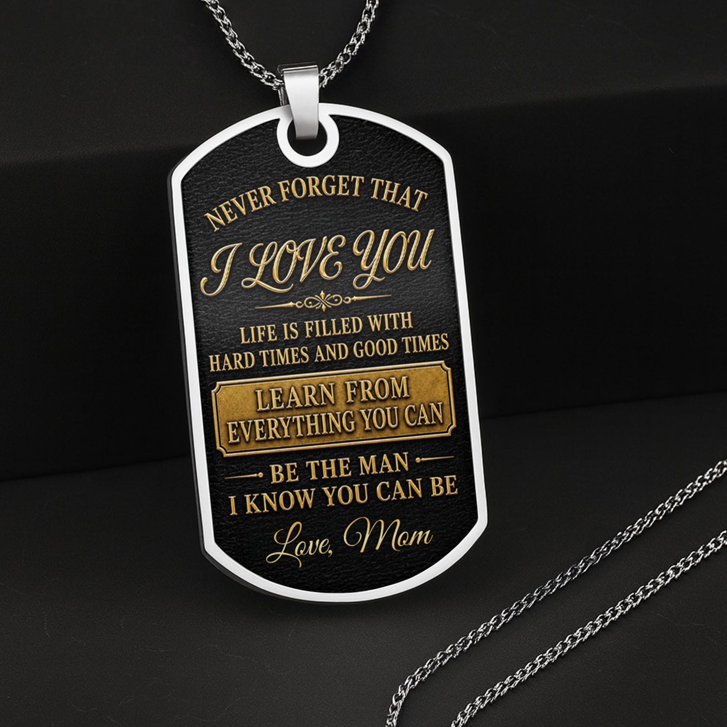To My Son Personalized Monogram Initial With Custom Name - Personalized Custom Dog Tag Necklace - SON250_DTNECK
