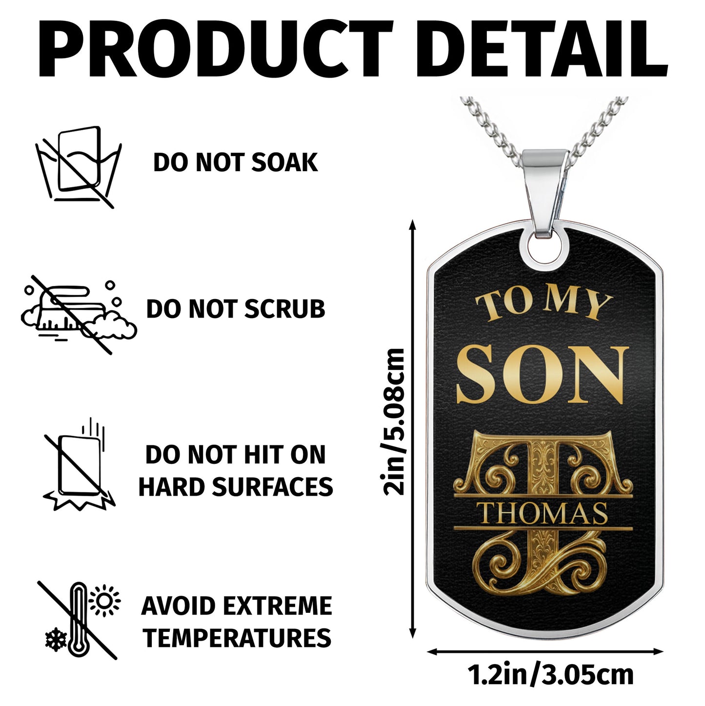 To My Son Personalized Monogram Initial With Custom Name - Personalized Custom Dog Tag Necklace - SON250_DTNECK