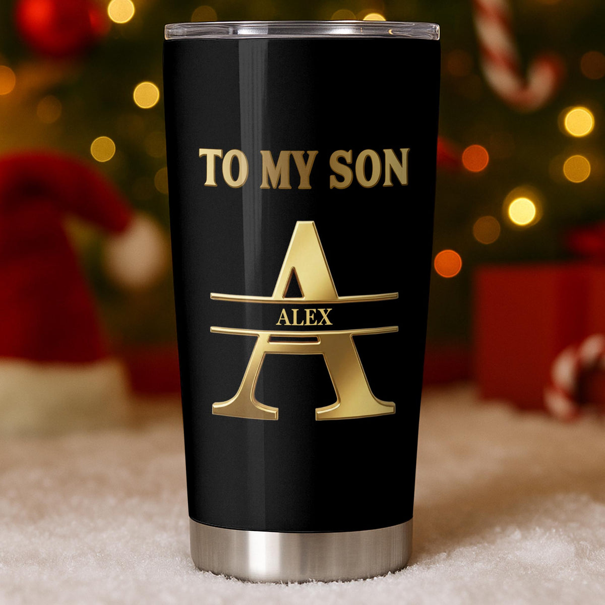 To My Son I Want You To Believe Deep In Your Heart Gold Alphabet Letter - Personalized Custom Stainless Steel Tumbler 20oz - SON259_USTUM
