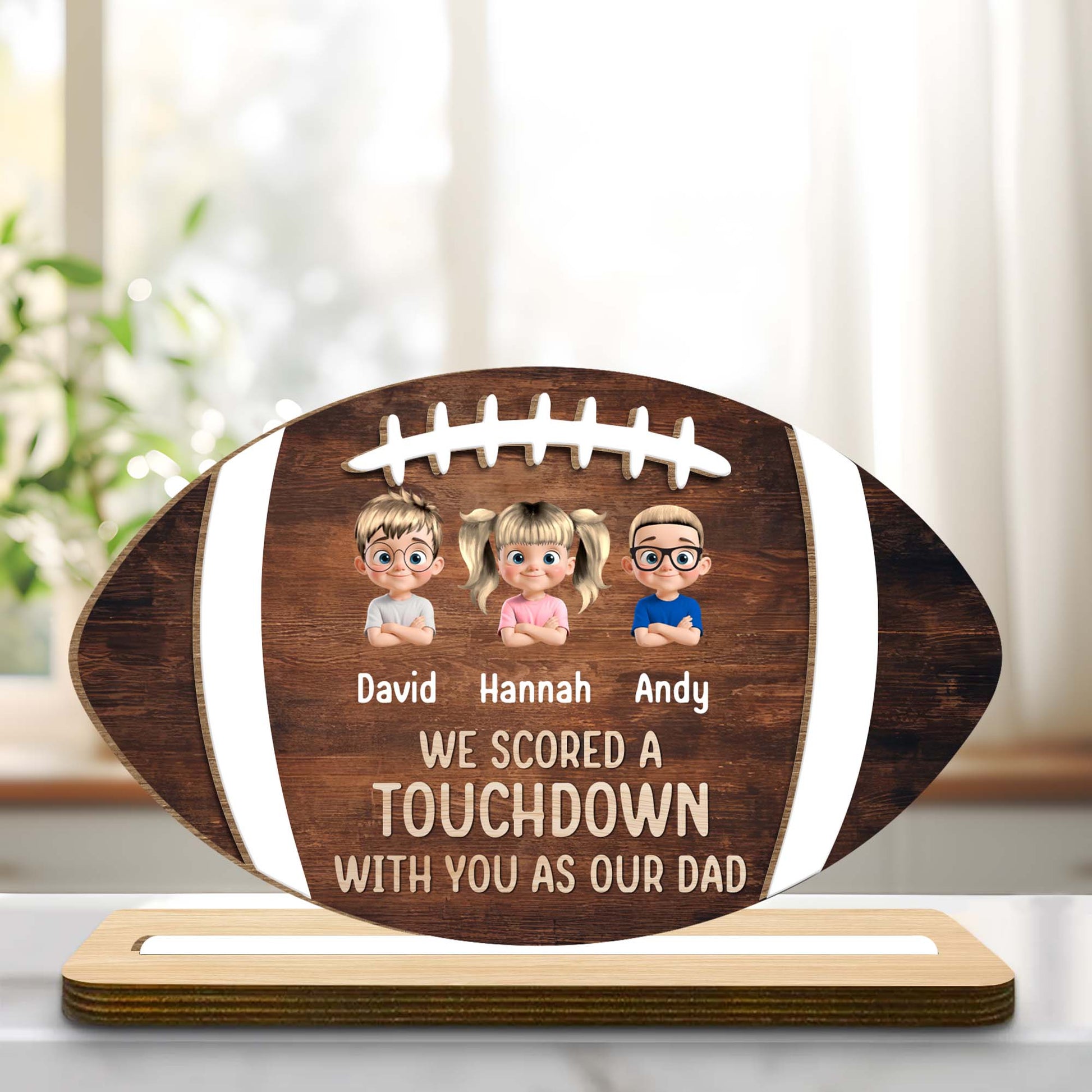 We Scored A Touchdown With You As Our Dad, Football and Cartoon Children