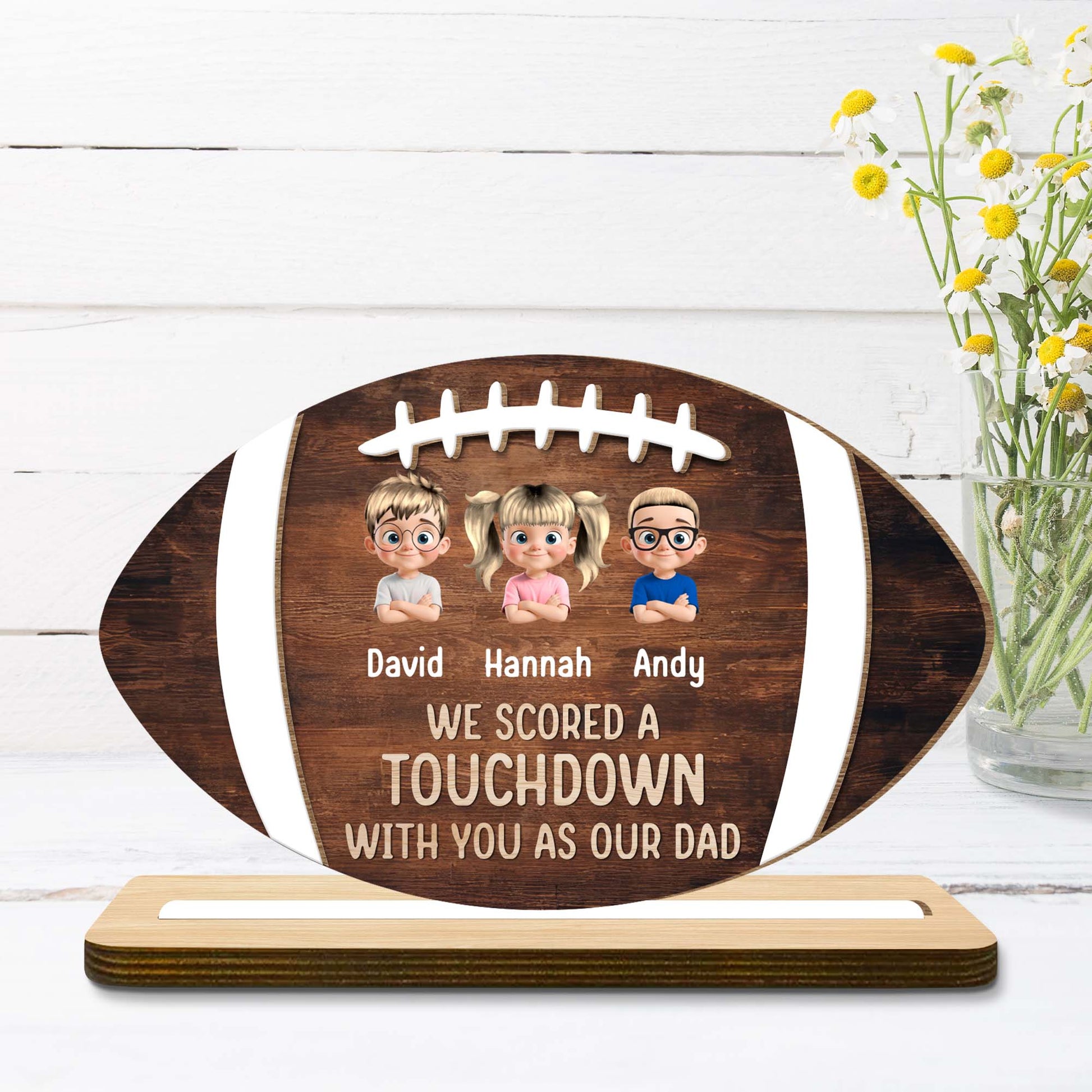 We Scored A Touchdown With You As Our Dad, Football and Cartoon Children