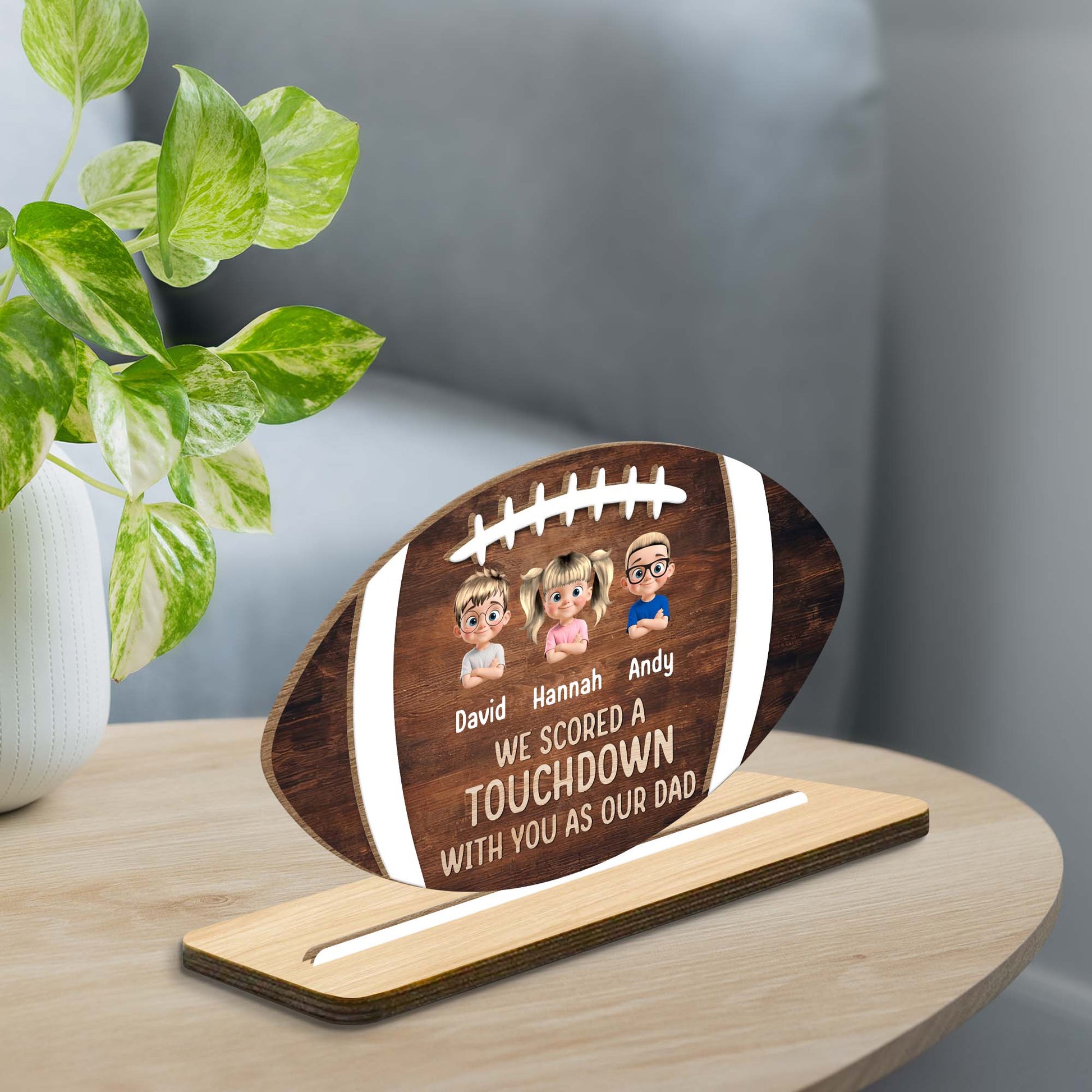 We Scored A Touchdown With You As Our Dad, Football and Cartoon Children