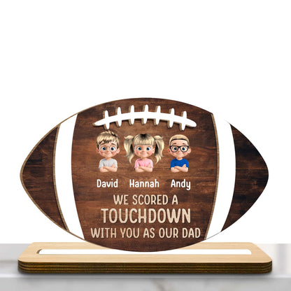 We Scored A Touchdown With You As Our Dad, Football and Cartoon Children