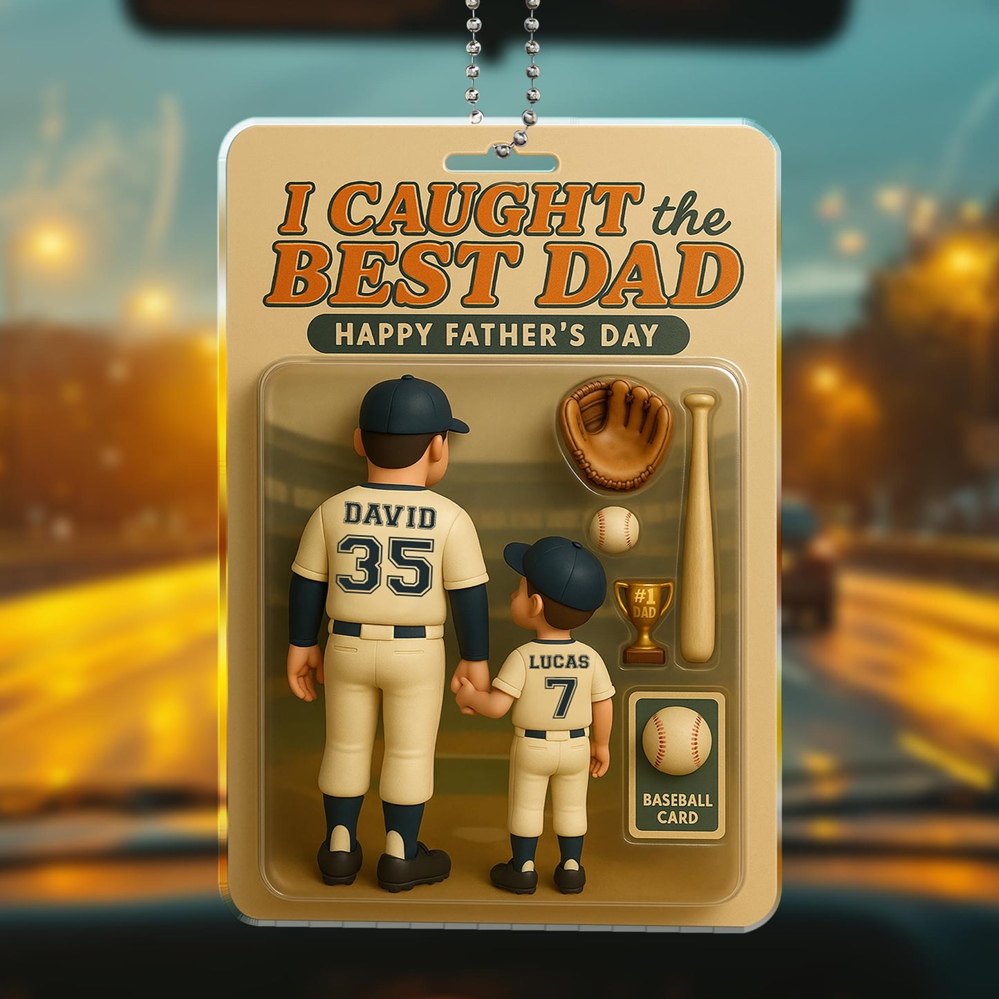 I Caught The Best Dad Happy Father's Day, Father And Son, Baseball Kit - Personalized Custom Acrylic Ornament, Car Hanging Ornament - SPORT008_ACA