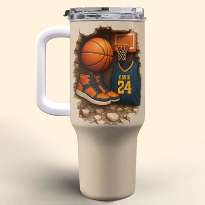 Celebrate Your Love For Basketball With Jersey And Shoes - Personalized 40oz Tumbler With Straw - SPORT010_TBS