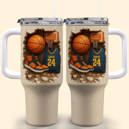 Celebrate Your Love For Basketball With Jersey And Shoes - Personalized 40oz Tumbler With Straw - SPORT010_TBS