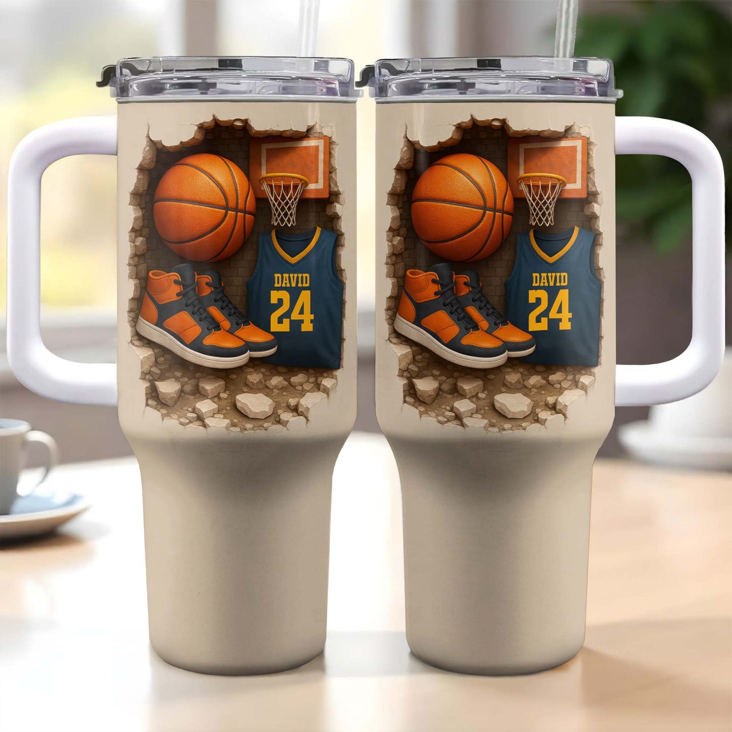 Celebrate Your Love For Basketball With Jersey And Shoes - Personalized 40oz Tumbler With Straw - SPORT010_TBS