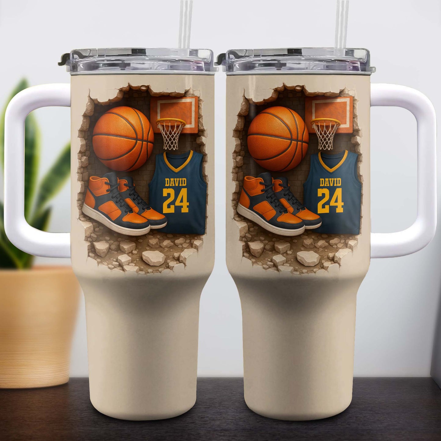 Celebrate Your Love For Basketball With Jersey And Shoes - Personalized 40oz Tumbler With Straw - SPORT010_TBS