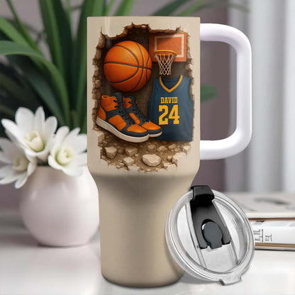 Celebrate Your Love For Basketball With Jersey And Shoes - Personalized 40oz Tumbler With Straw - SPORT010_TBS