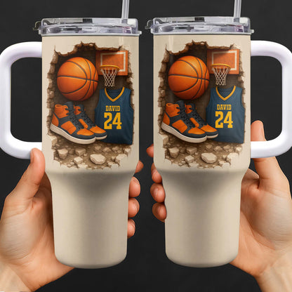 Celebrate Your Love For Basketball With Jersey And Shoes - Personalized 40oz Tumbler With Straw - SPORT010_TBS