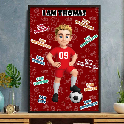 I Am Fearless, Confident Young Athlete, Soccer Poster - Personalized Custom Vertical Poster - SPORT013_VPOS