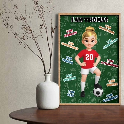 I Am Fearless, Confident Young Athlete, Soccer Poster - Personalized Custom Vertical Poster - SPORT013_VPOS