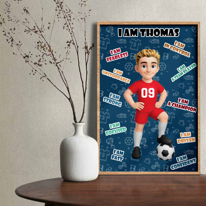 I Am Fearless, Confident Young Athlete, Soccer Poster - Personalized Custom Vertical Poster - SPORT013_VPOS
