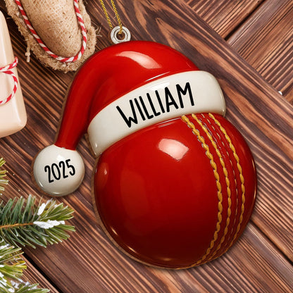 Custom Baseball And Santa Hat Ornament