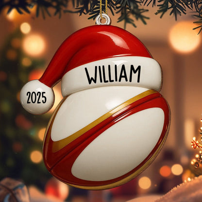 Custom Baseball And Santa Hat Ornament