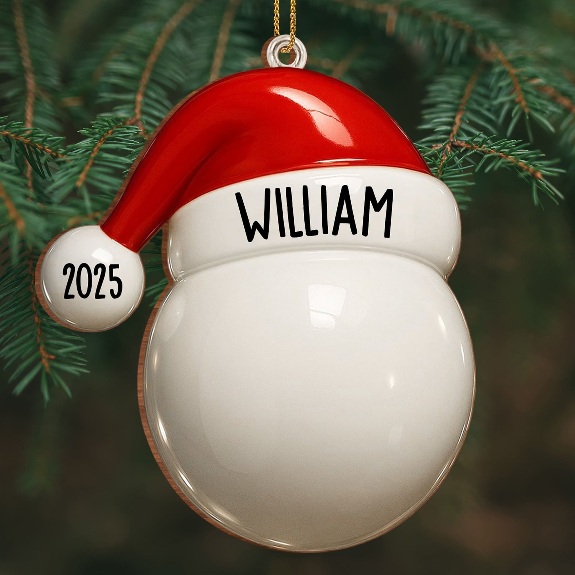 Custom Baseball And Santa Hat Ornament
