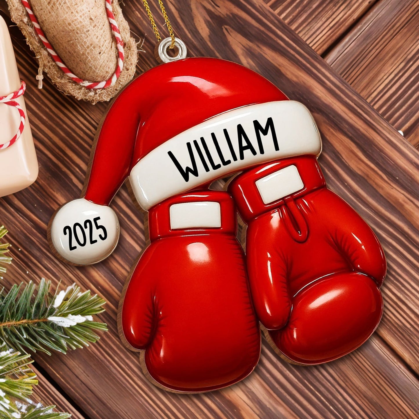 Custom Baseball And Santa Hat Ornament