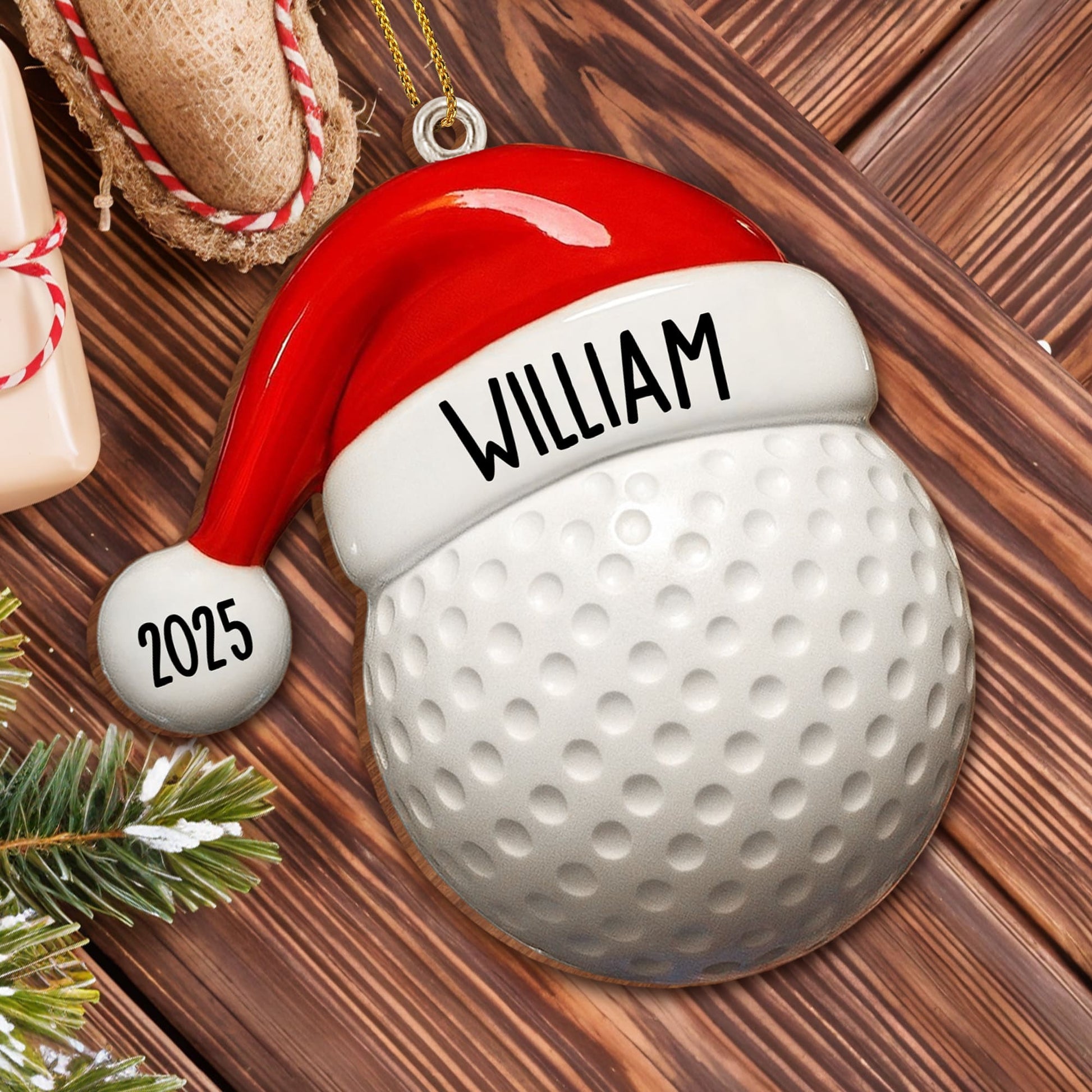 Custom Baseball And Santa Hat Ornament