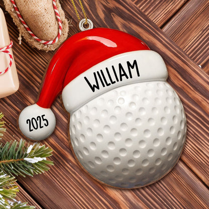 Custom Baseball And Santa Hat Ornament