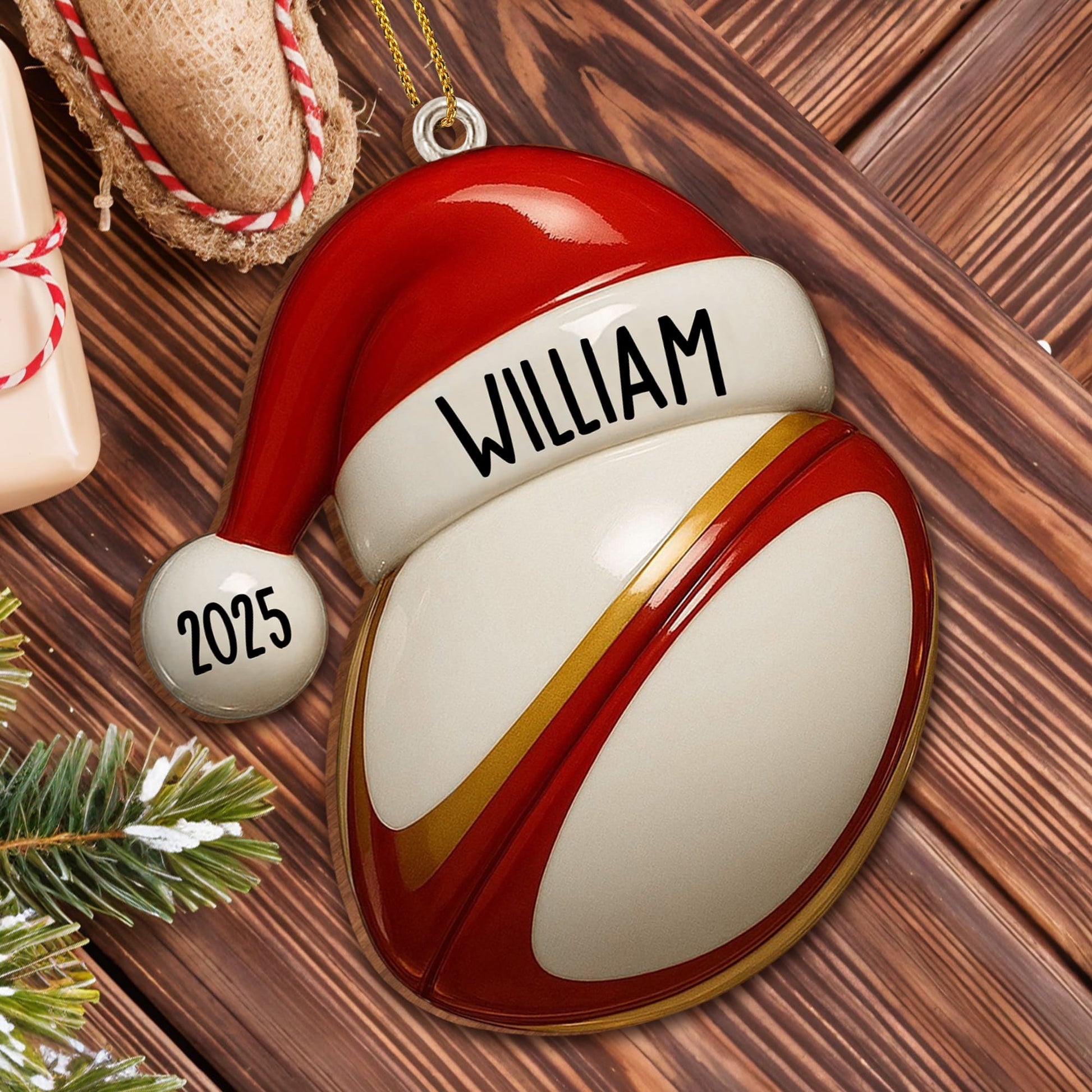 Custom Baseball And Santa Hat Ornament
