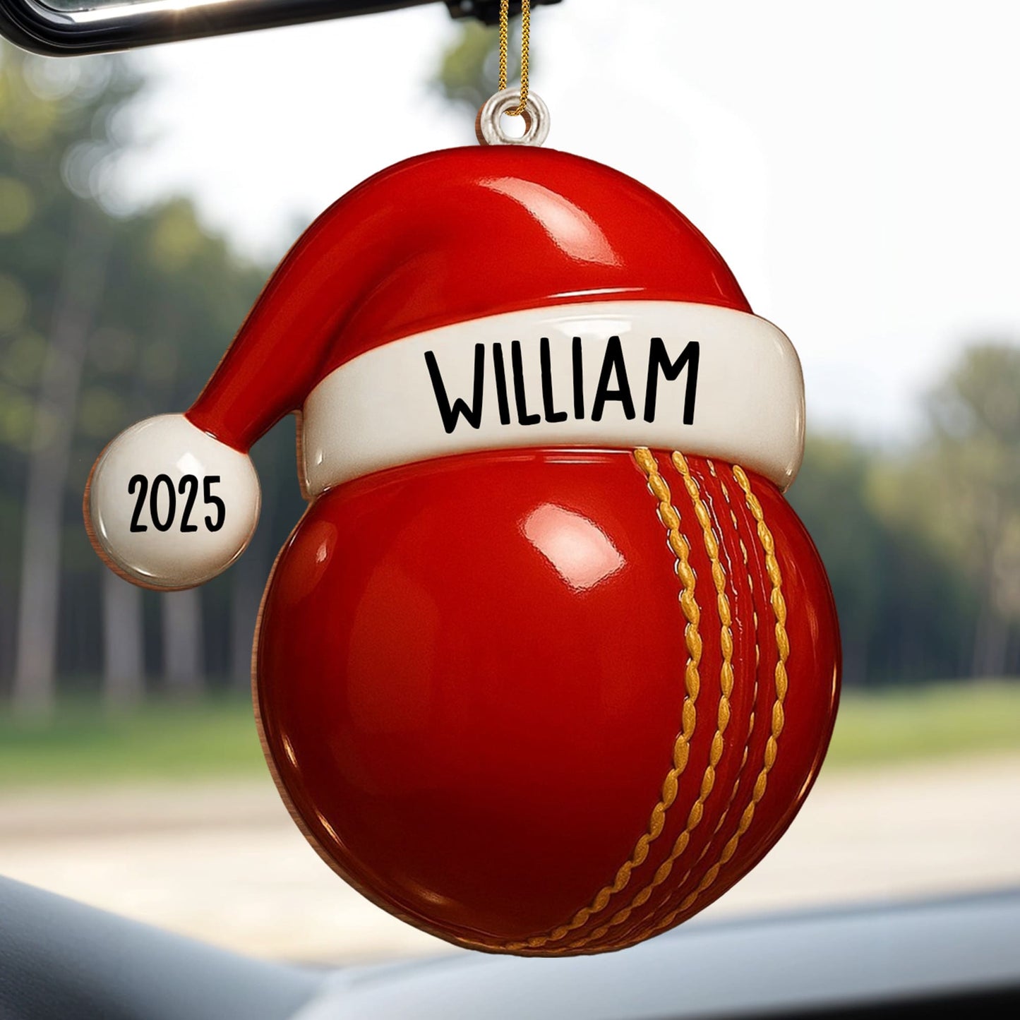 Custom Baseball And Santa Hat Ornament