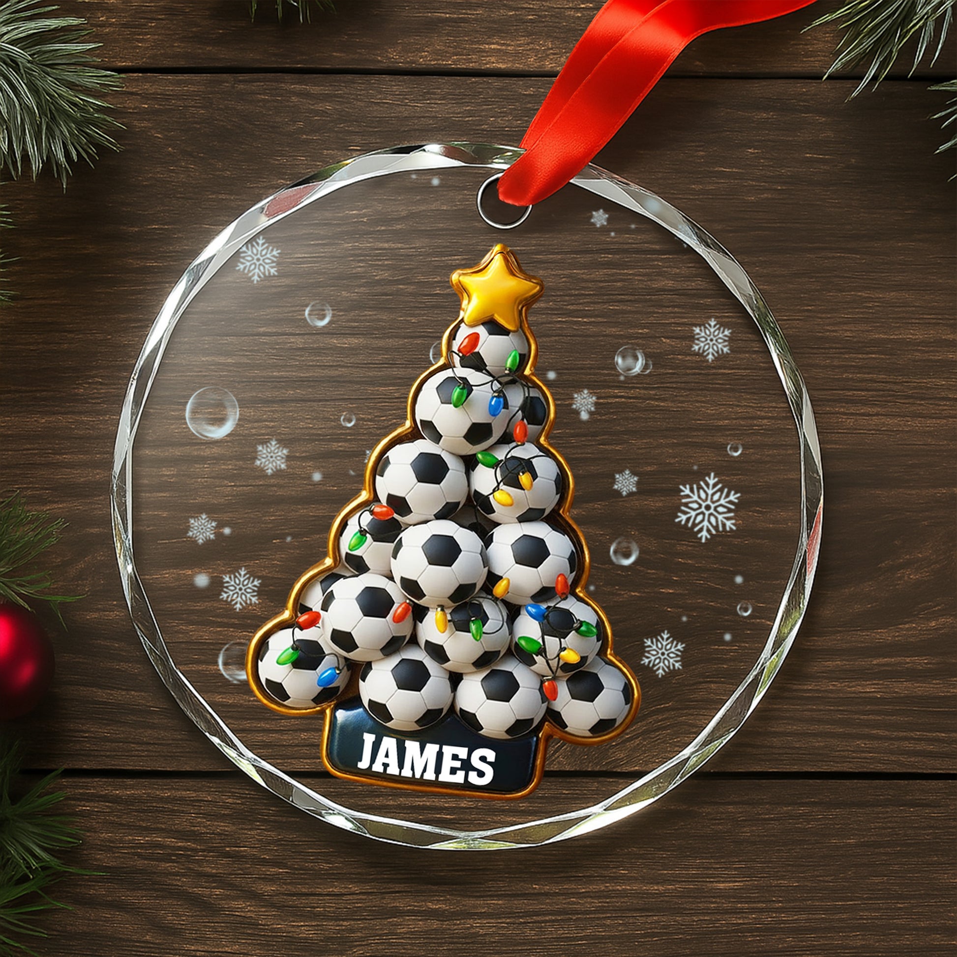 Celebrate With Soccer Balls Christmas Tree And Holiday Lights