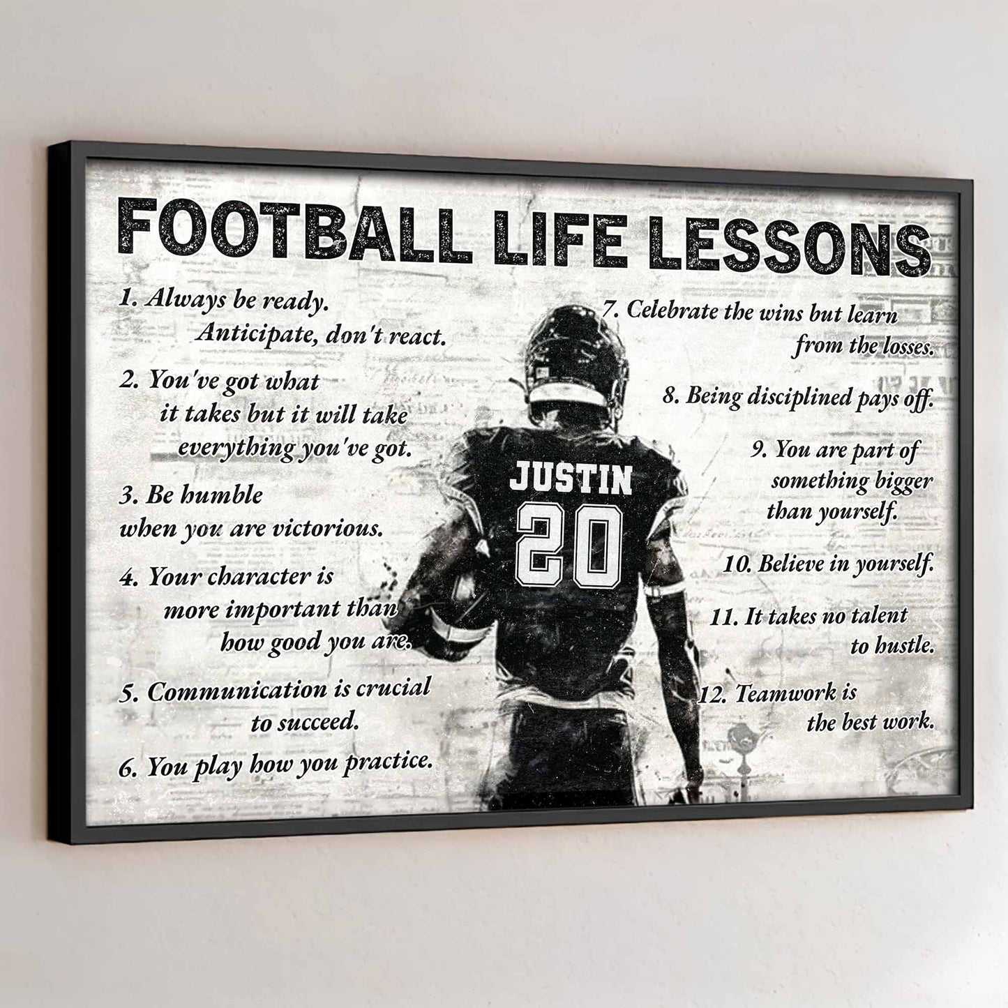 Football Life Lessons Inspirational Sports Poster - Personalized Custom Horizontal Poster - SPORT037_HPOS