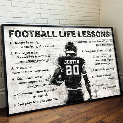 Football Life Lessons Inspirational Sports Poster - Personalized Custom Horizontal Poster - SPORT037_HPOS