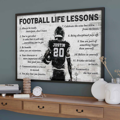 Football Life Lessons Inspirational Sports Poster - Personalized Custom Horizontal Poster - SPORT037_HPOS