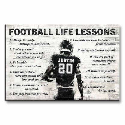 Football Life Lessons Inspirational Sports Poster - Personalized Custom Horizontal Poster - SPORT037_HPOS