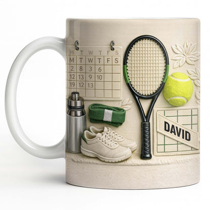 David, Tennis Racket And Ball Mug - Personalized Custom Coffee Mug - SPORT038_MG