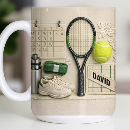 David, Tennis Racket And Ball Mug - Personalized Custom Coffee Mug - SPORT038_MG
