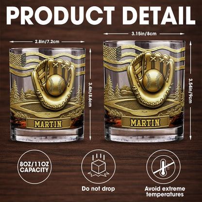 Baseball Glove And Scenic Mountains Whiskey Glass