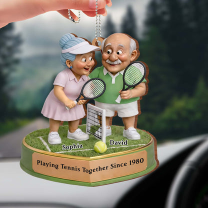 Playing Tennis Together, Custom Tennis Themed Ornament