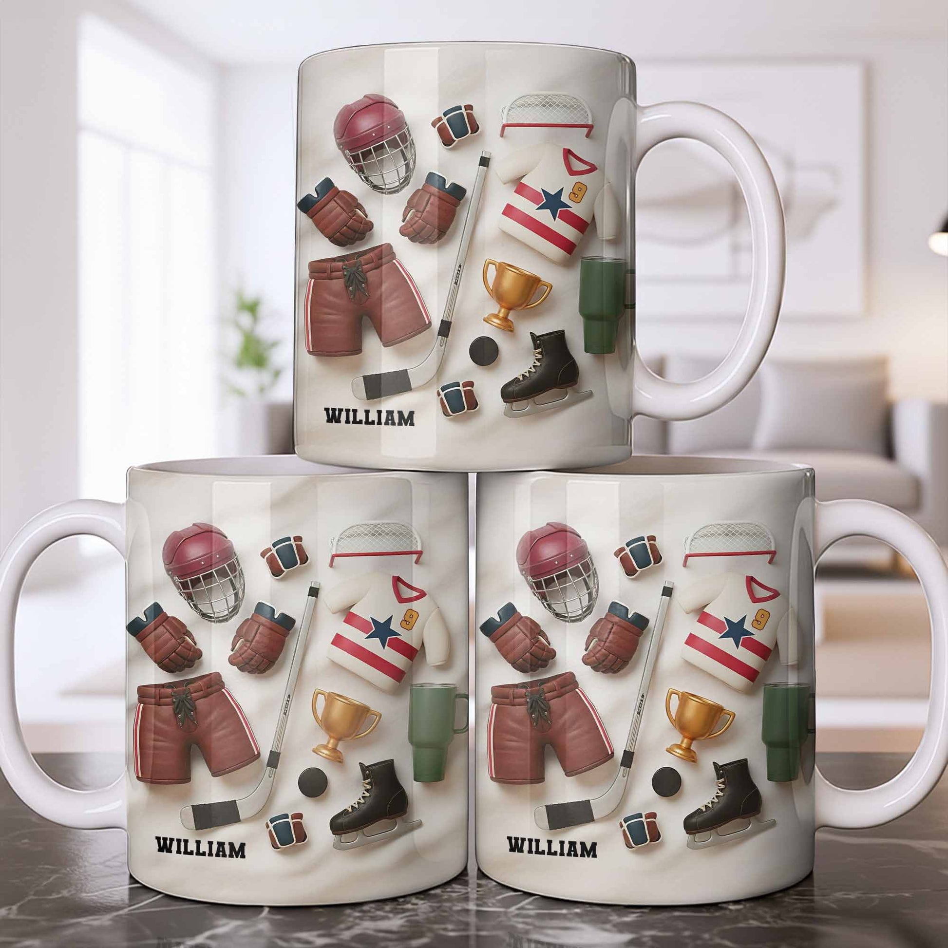 Celebrate Sports With Hockey Helmet and Boxing Gloves