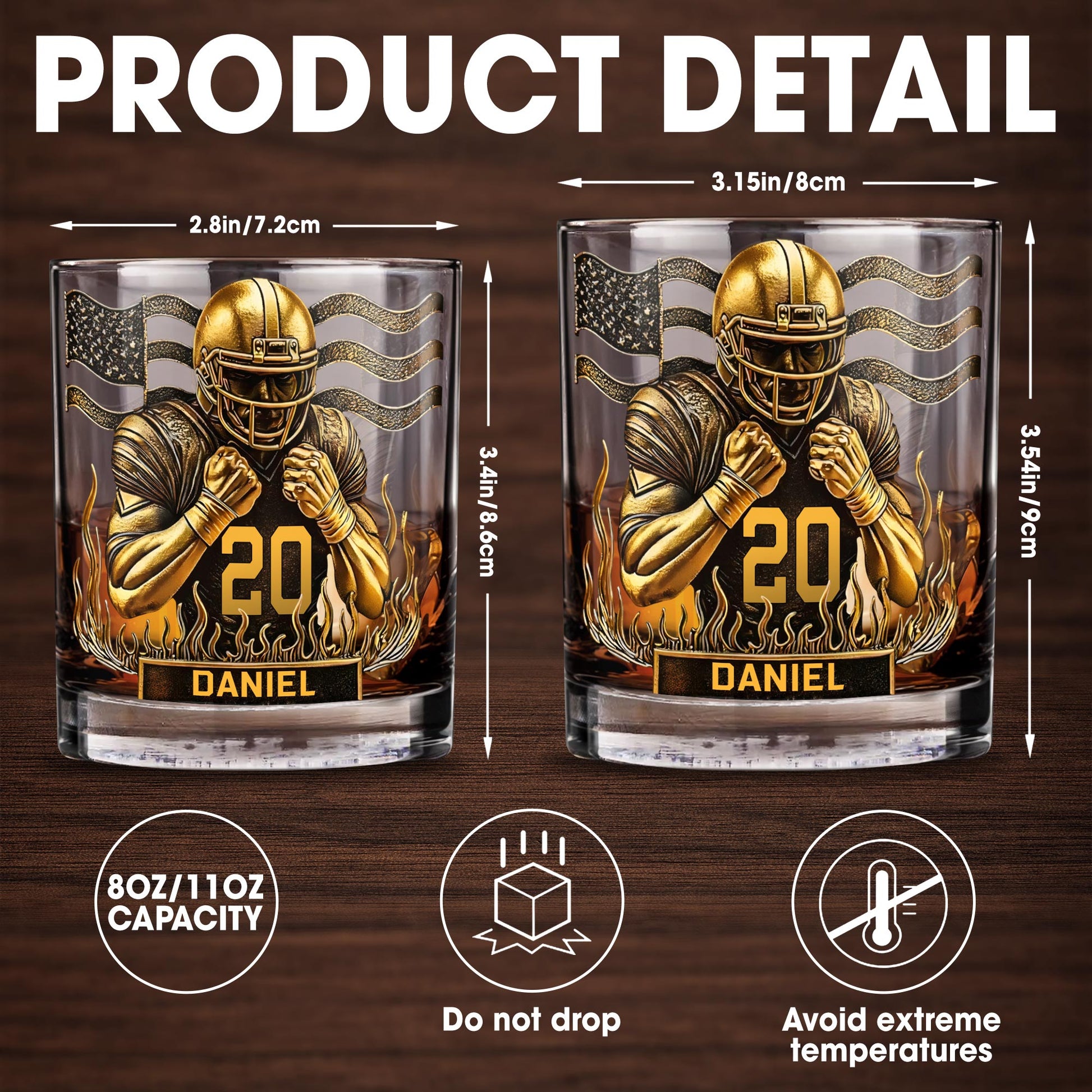 Celebrate Favorite Moments With Football Player And American Flag Design