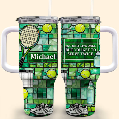 Stained Glass Tennis Racket And Balls Design