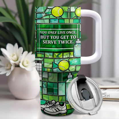 Stained Glass Tennis Racket And Balls Design