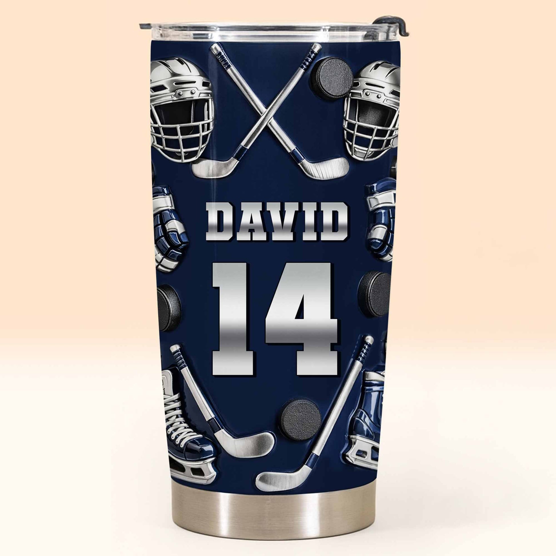 My 14 With Hockey Sticks And Pucks