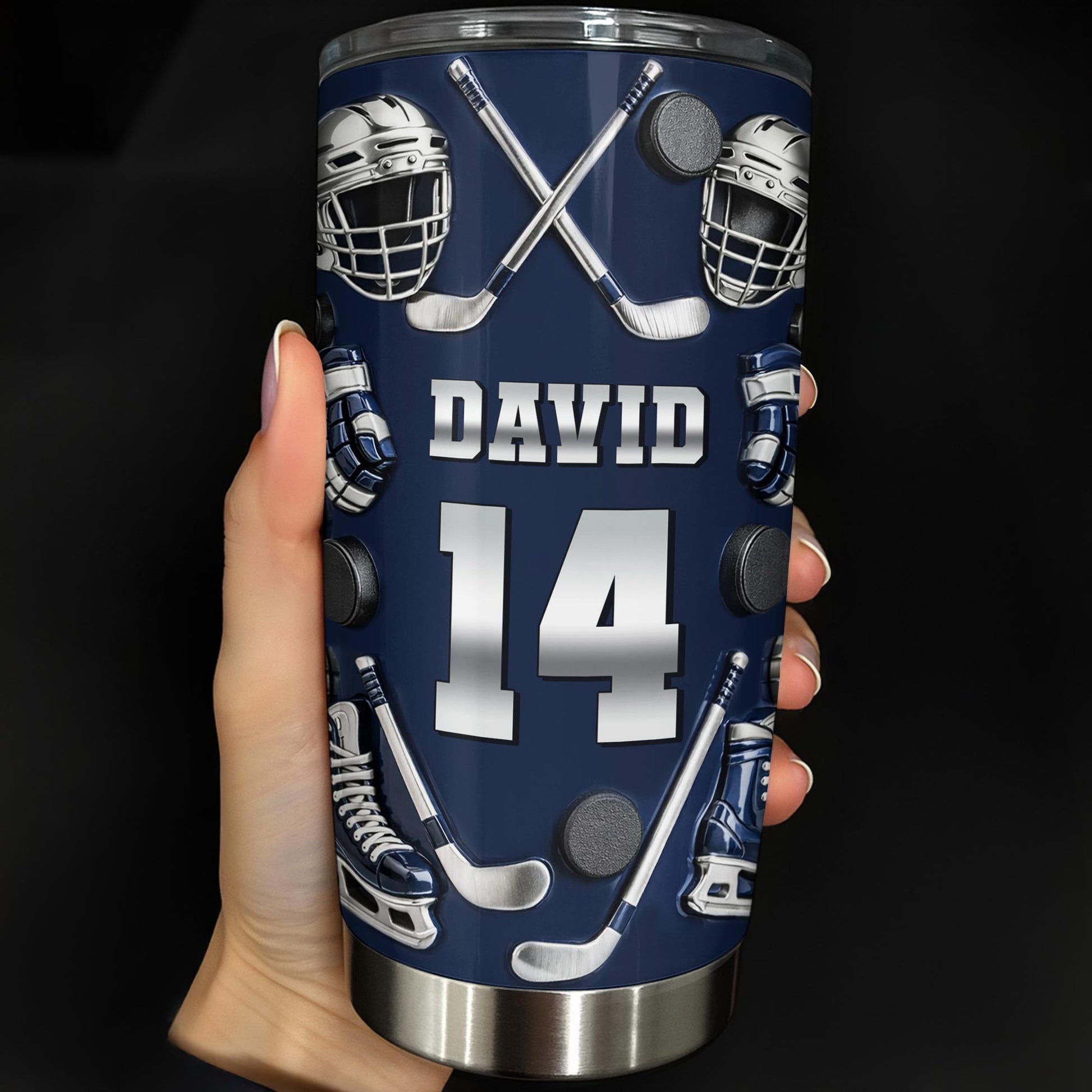 My 14 With Hockey Sticks And Pucks