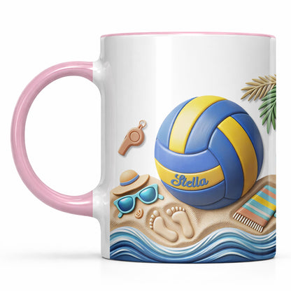 Sun Sand And Volleyball In My Hand With 3D Effect Beach Design - Personalized Custom Accent Mug - SPORT087_AMUG