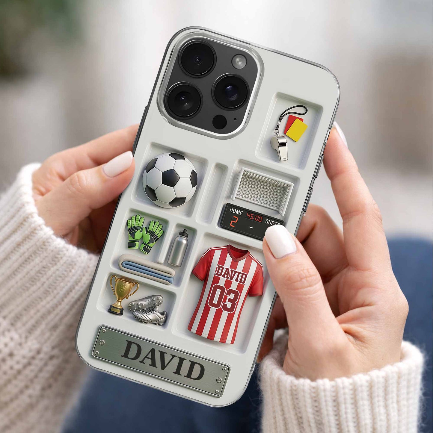 Score Your Goals Personalized Soccer Jersey And Equipment 3D Depth Effect - Personalized Clear Phone Case - SPORT096_PHC