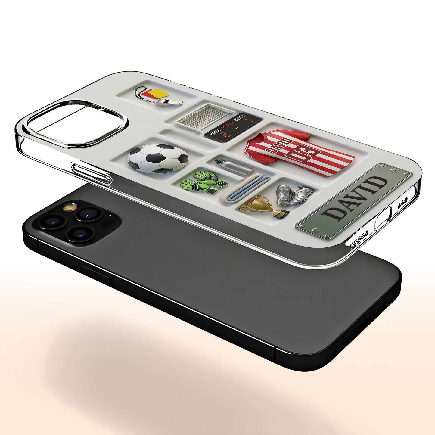 Score Your Goals Personalized Soccer Jersey And Equipment 3D Depth Effect - Personalized Clear Phone Case - SPORT096_PHC
