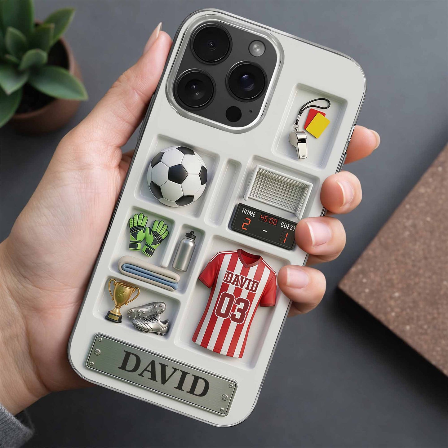 Score Your Goals Personalized Soccer Jersey And Equipment 3D Depth Effect - Personalized Clear Phone Case - SPORT096_PHC