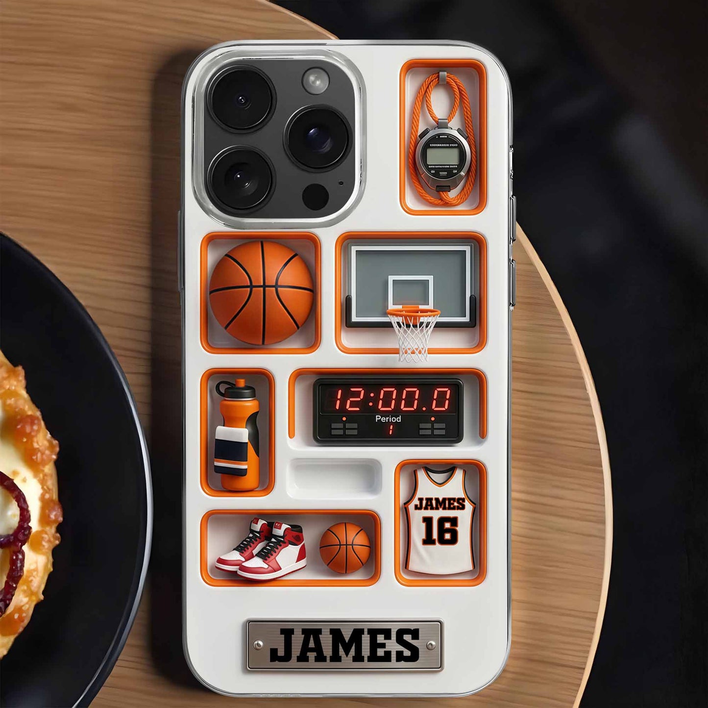 Dribble Shoot Score 3D Depth Effect Basketball Jersey And Hoop - Personalized Clear Phone Case - SPORT097_PHC