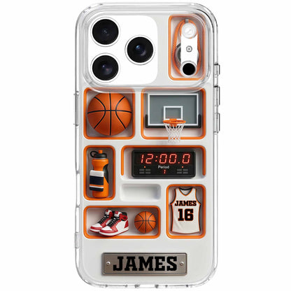 Dribble Shoot Score 3D Depth Effect Basketball Jersey And Hoop - Personalized Clear Phone Case - SPORT097_PHC