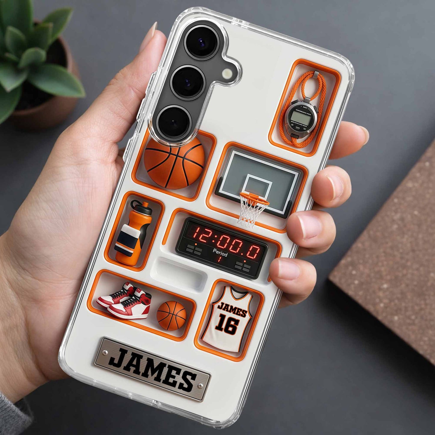 Dribble Shoot Score 3D Depth Effect Basketball Jersey And Hoop - Personalized Clear Phone Case - SPORT097_PHC